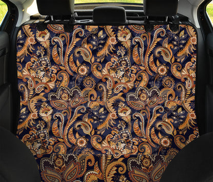 Gold And Blue Paisley Pattern Print Pet Car Back Seat Cover