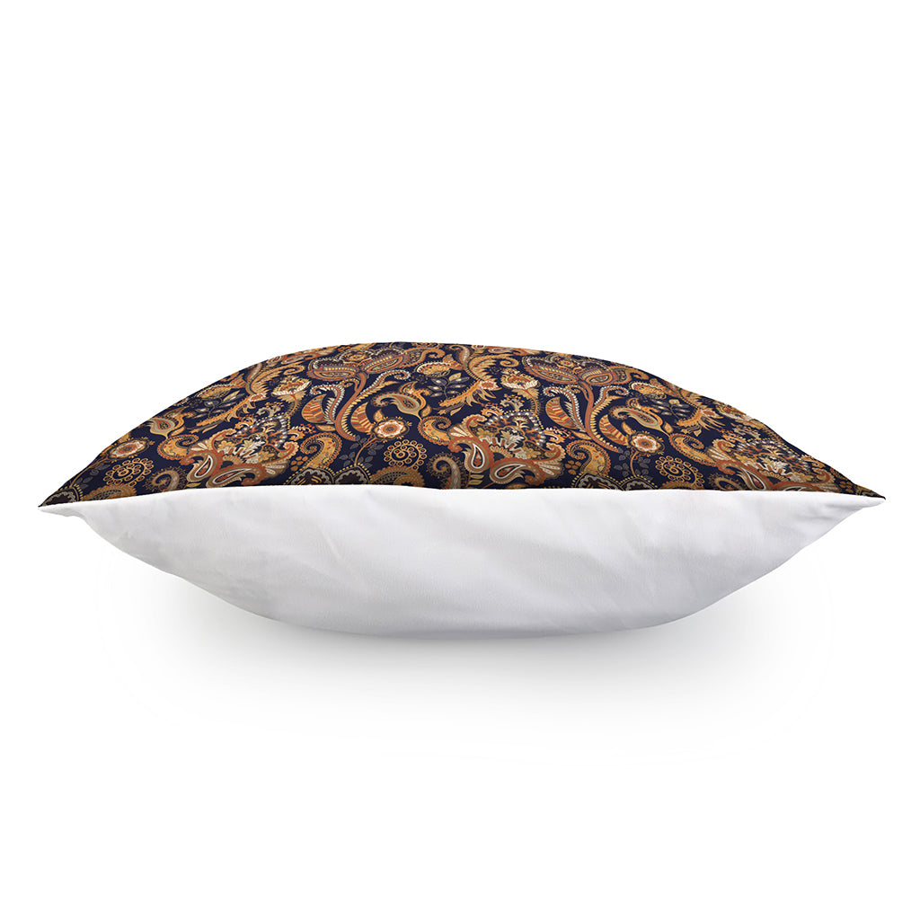 Gold And Blue Paisley Pattern Print Pillow Cover