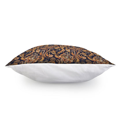 Gold And Blue Paisley Pattern Print Pillow Cover