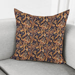Gold And Blue Paisley Pattern Print Pillow Cover