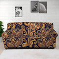 Gold And Blue Paisley Pattern Print Sofa Cover