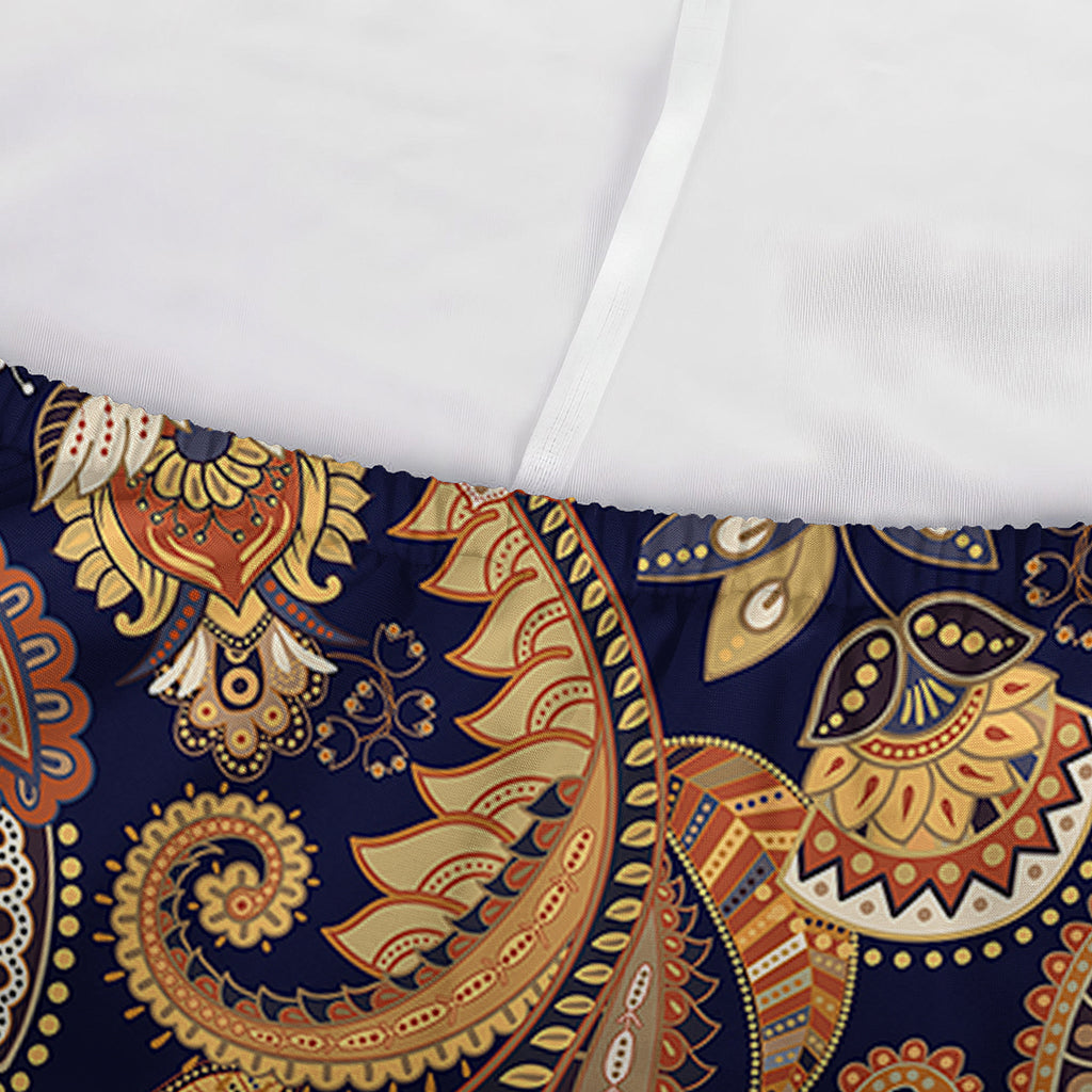 Gold And Blue Paisley Pattern Print Sofa Cover