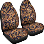 Gold And Blue Paisley Pattern Print Universal Fit Car Seat Covers