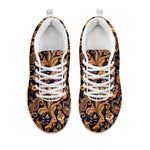 Gold And Blue Paisley Pattern Print White Sneakers