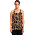 Gold And Blue Paisley Pattern Print Women's Racerback Tank Top