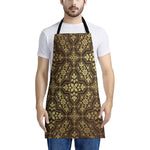 Gold And Brown Thai Pattern Print Apron