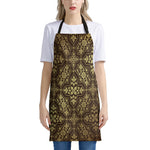 Gold And Brown Thai Pattern Print Apron