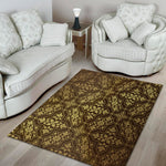 Gold And Brown Thai Pattern Print Area Rug