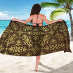 Gold And Brown Thai Pattern Print Beach Sarong Wrap