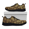 Gold And Brown Thai Pattern Print Black Running Shoes