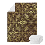 Gold And Brown Thai Pattern Print Blanket