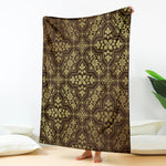 Gold And Brown Thai Pattern Print Blanket