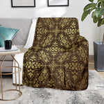 Gold And Brown Thai Pattern Print Blanket
