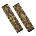Gold And Brown Thai Pattern Print Car Seat Belt Covers