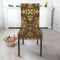 Gold And Brown Thai Pattern Print Dining Chair Slipcover