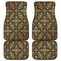 Gold And Brown Thai Pattern Print Front and Back Car Floor Mats