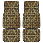 Gold And Brown Thai Pattern Print Front and Back Car Floor Mats
