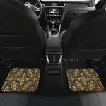 Gold And Brown Thai Pattern Print Front and Back Car Floor Mats