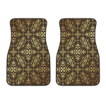 Gold And Brown Thai Pattern Print Front Car Floor Mats