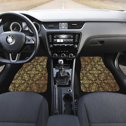 Gold And Brown Thai Pattern Print Front Car Floor Mats