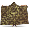 Gold And Brown Thai Pattern Print Hooded Blanket