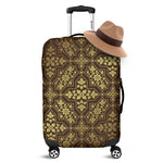 Gold And Brown Thai Pattern Print Luggage Cover