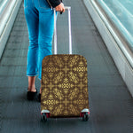 Gold And Brown Thai Pattern Print Luggage Cover