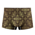 Gold And Brown Thai Pattern Print Men's Boxer Briefs
