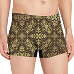 Gold And Brown Thai Pattern Print Men's Boxer Briefs