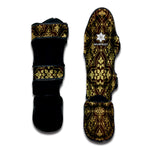 Gold And Brown Thai Pattern Print Muay Thai Shin Guard