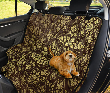 Gold And Brown Thai Pattern Print Pet Car Back Seat Cover