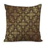Gold And Brown Thai Pattern Print Pillow Cover