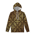 Gold And Brown Thai Pattern Print Pullover Hoodie