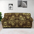Gold And Brown Thai Pattern Print Sofa Cover