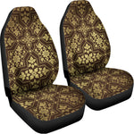 Gold And Brown Thai Pattern Print Universal Fit Car Seat Covers