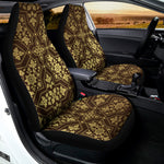 Gold And Brown Thai Pattern Print Universal Fit Car Seat Covers