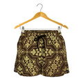 Gold And Brown Thai Pattern Print Women's Shorts