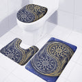 Gold And Grey Yin Yang Flower Print 3 Piece Bath Mat Set