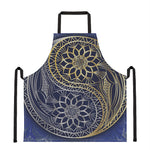 Gold And Grey Yin Yang Flower Print Apron