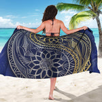 Gold And Grey Yin Yang Flower Print Beach Sarong Wrap