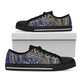 Gold And Grey Yin Yang Flower Print Black Low Top Sneakers