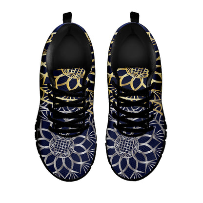 Gold And Grey Yin Yang Flower Print Black Sneakers