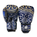 Gold And Grey Yin Yang Flower Print Boxing Gloves