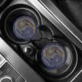 Gold And Grey Yin Yang Flower Print Car Coasters
