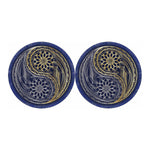 Gold And Grey Yin Yang Flower Print Car Coasters