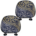 Gold And Grey Yin Yang Flower Print Car Headrest Covers