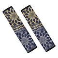 Gold And Grey Yin Yang Flower Print Car Seat Belt Covers