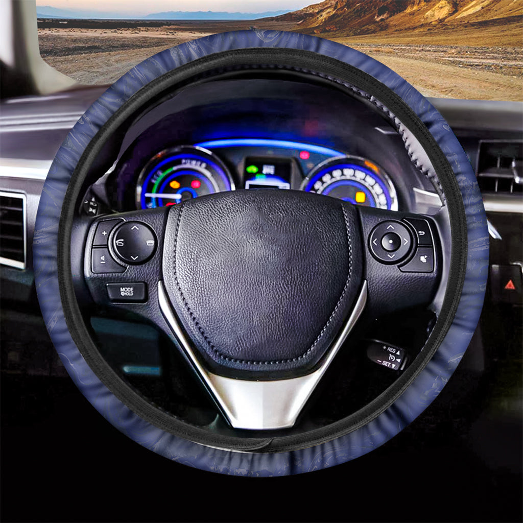 Gold And Grey Yin Yang Flower Print Car Steering Wheel Cover