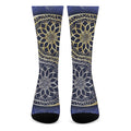 Gold And Grey Yin Yang Flower Print Crew Socks