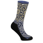 Gold And Grey Yin Yang Flower Print Crew Socks